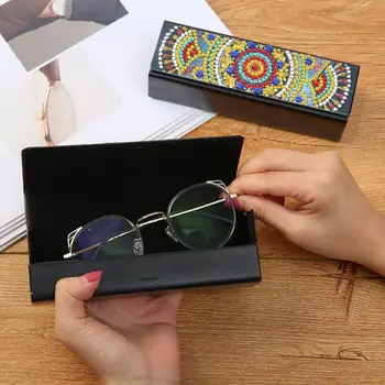 Briller opbevaringsboks DIY Diamant Maleri Solbriller Tilfælde Bærbare Læder Briller Box Diamond Håndværk Gave