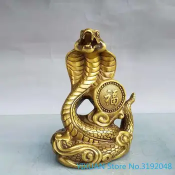 Bronze slange, messing cobra zodiac dragon si slange mascot lucky money transfer boligindretning