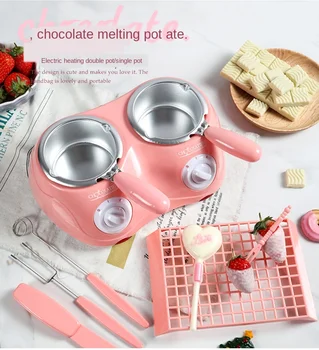 Brug i hjemmet 40W Holdbart Rustfrit Chokolade Smeltedigel El-Fondue Melter Machine Set DIY Chocolate220V