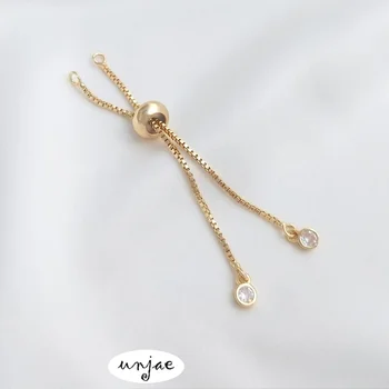 Brugerdefineret 14K pose guld farve silikone perle justering forlængelse kæde kort hængende zircon DIY armbånd Smykker forlængelse kæde