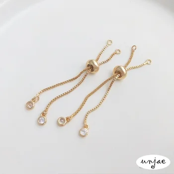 Brugerdefineret 14K pose guld farve silikone perle justering forlængelse kæde kort hængende zircon DIY armbånd Smykker forlængelse kæde