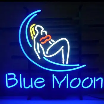 Brugerdefineret Blue Moon Glas Neon Lys Tegn Øl Bar