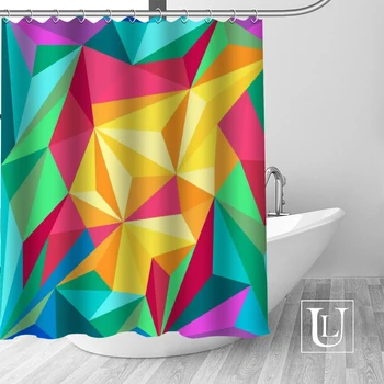Brugerdefineret Geometriske farve abstrakt grafik badeforhæng ny stor Europæisk og Amerikansk stil trykte udgave polyester badeforhæng