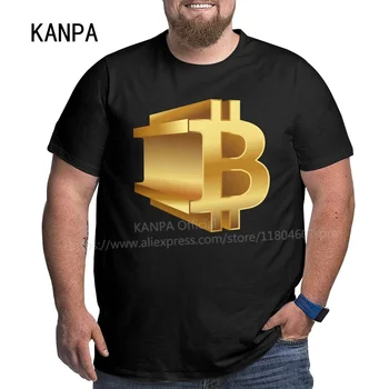 BTC Bitcoin Sort Mænds Oversized T-shirt i Åndbar Bomuld Løs Plus Size T-Shirt til Stor Høj Mand, Kort Ærme Tøj 6XL