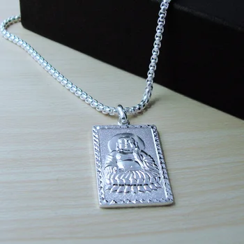 Buddhismen stil buddha vedhæng halskæde fashion brand personlighed 925 solid silver halskæde til mænd, smykker lange box chain