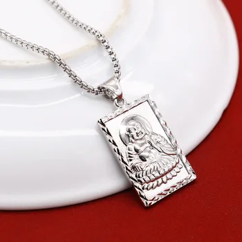 Buddhismen stil buddha vedhæng halskæde fashion brand personlighed 925 solid silver halskæde til mænd, smykker lange box chain