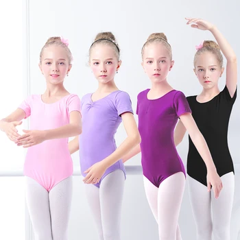 Buksetrold Piger Gymnastik Trikot Ballet Leotards Tøj Dans Bære Sort Lilla Strømpebukser Af Bomuld Heldragt Til Dans