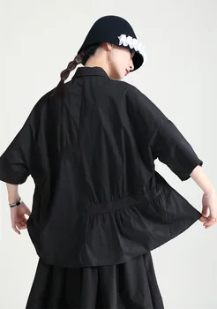 Bulsas 2021 Retro Shirt til Kvinder Sommeren Løs Plus Size Uregelmæssige Halv-Ærmet Bluse Almindelig Camisas De Mujer Vintage Damer Toppe