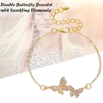 Butterfly Armbånd Fuld Diamanter, Guld Farve Kæde Fashion Armbånd Gaver Til Kvinden EA