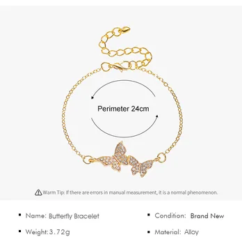Butterfly Armbånd Fuld Diamanter, Guld Farve Kæde Fashion Armbånd Gaver Til Kvinden EA