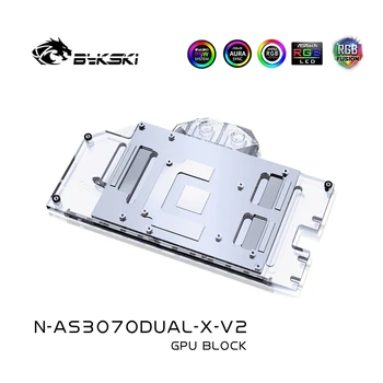 Bykski Vand Blok Brug for ASUS GeForce DUAL / TUF RTX 3070 / 3060Ti 8G GAMING GPU Kort / Fuld Dækning Kobber Radiator - / RGB-Lys