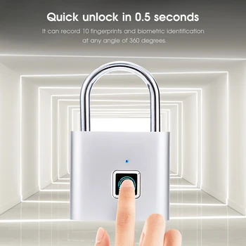 Bærbare Fingeraftryk Hængelås Smart Anti-tyveri Dør Lås Hurtig Låse USB-Genopladelige Soveværelse Sovesal Hængelås for Dropshipping