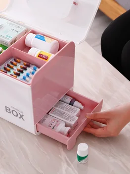 Bærbare First Aid Kit Plast Stof Multi-Funktionel Medicin Kabinet Familien Rejser Redningstjeneste Kit Narkotika Pille Opbevaringsboks