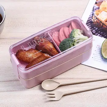 Bærbare Frokost Boks 7500ml 2 Lag Suppe Bento Box Mad Beholder Øko-Venlige Hvede Halm Materiale, Mikrobølgeovn Servis