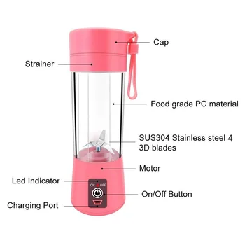 Bærbare Glas Blender USB Mixer Electric Orange Saftpresser Maskine Smoothie Blender Mini Mad Citron Juice Squeezer Tryk på CF18