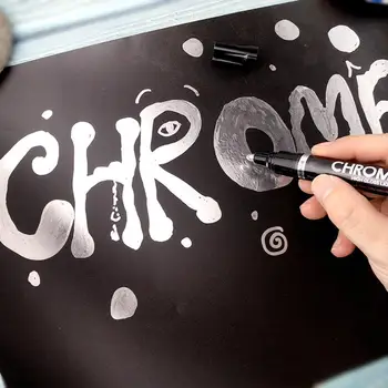 Bærbare High Gloss Effekter Forkromet Markør Pen Unikke Plast Reflekterende Blæk Chrome Maleri Pen til Glas Engros