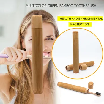Bærbare Naturlige Bambus Tandbørste Tilfælde Tube Til Rejser Øko-Venligt Hånd Lavet Camping Anti-bakteriel Tandbørste Opbevaring Sag
