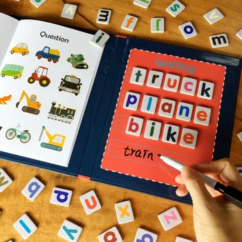 Børn 3D Magnetiske Book Ord, Stave-Spil Bogstaver i det engelske Alfabet Kort, Tidlig Uddannelse læse-og Skrivefærdigheder Legetøj til Baby Børn