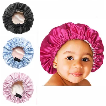 Børn Blød Vendbar Satin Bonnet Dobbelt Lag Justerbar Størrelse Sleep Night Cap Bonnet Baby Hat Til 2-7 År Børn