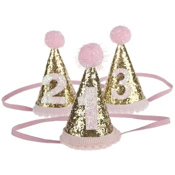 Børn Glitter Fødselsdag Hat 1. 3 År Børn Prins Princess Crown Søde Part Hat, Pandebånd Skyde Rekvisitter Fest Dekoration