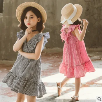 Børns Prinsesse Kjole Nye 2020-Cool Sommer, Smukke Piger og Mode Kjole 2 Plaid Farver Size4-14 Personlighed Kjole ly414
