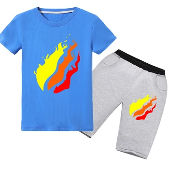 Børns Sæt Kids T-Shirt i Bomuld Casual + Bukser Sæt 2stk Teenager Tøj Sommeren Drenge Piger Sport Passer til Baby Tøj 2-15Y