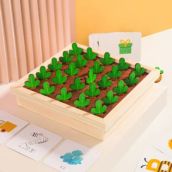 Børns Træ-Tegnefilm Gulerod Trække Spil Alfabetisk Anerkendelse engelske Ord Læring Toy Montessori Uddannelse Kids Gave