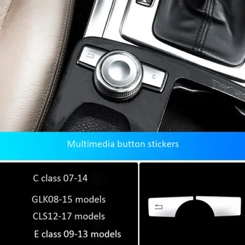 Car Multimedia-Knappen Trim Dække Dekoration, Klistermærke til Mercedes Benz C E Cl W204 CLS GLK C180 E260 2007-2017