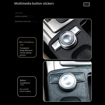 Car Multimedia-Knappen Trim Dække Dekoration, Klistermærke til Mercedes Benz C E Cl W204 CLS GLK C180 E260 2007-2017