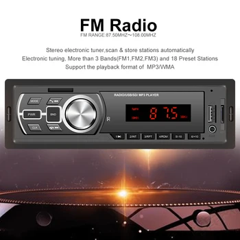 Car Radio 1 Din Universal Car Audio MP3-Afspiller Bygge i BT AUX-IN-TF USB Multimedie Fjernbetjening