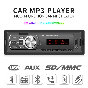 Car Radio 1 Din Universal Car Audio MP3-Afspiller Bygge i BT AUX-IN-TF USB Multimedie Fjernbetjening