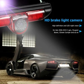 Car Rear View Bremse Lys Kamera Bil bakkamera 8Led Lys, Infrarødt nattesyn Kamera til Fiat Ducato X250 Citroen Jumper!