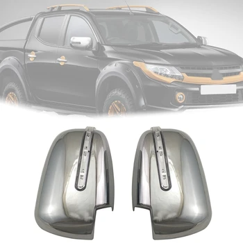 Car Rear View Mirror Cover med LED-Lys, Udvendige Dele, Tilbehør ABS for Mitsubishi L200 Triton 2016 2017