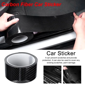 Carbon Fiber 5D Gloss Bil Mærkat Universal Kofanger Beskytter Nem at Installere Dør Karmen Selvklæbende Bærbare Automotive