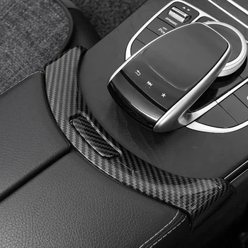 Carbon Fiber Bil Center Konsol, Armlæn Opbevaring Max Knappen Dække Trim til Mercedes Benz W205 X253 Klasse C GLC-2020