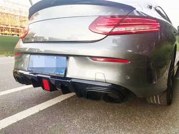 Carbon Fiber Bilens Bageste Kofanger Diffuser Læbe Tips med Udstødning til Mercedes Benz C-Klasse C205 C63 AMG Coupe 2 Dørs-2019 FRP