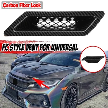 Carbon Fiber Universal Bil Forreste Kofanger Hætte Udluftning Luft Ud Dekoration til Honda Civic -A4-B8 Golf BMW E90 E80 E82 F30
