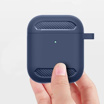 Carbon Fiber Øretelefon Sager for Apple 2 1 Sød Sag Blødt TPU Shell Stødsikkert Dække med Nøglering