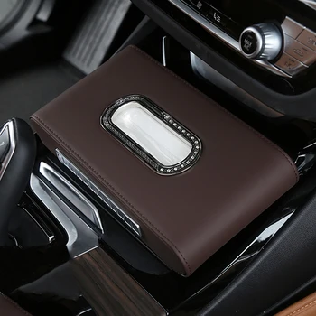 CARMANGO Bil Læder Tissue Box Serviet Papir Container Tilfælde Telefonnummer Plade Tilbehør til BMW 1 3 5 7-Serien, X1, X3 X4 X5 X6
