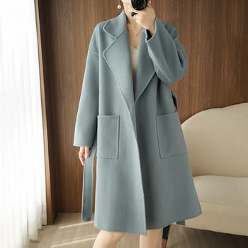 Cashmere frakke 2021 efteråret og vinteren nyt til kvinder, der passer krave cardigan koreansk mode trikotage, til kvinder frakke frakke jakke Kvinder