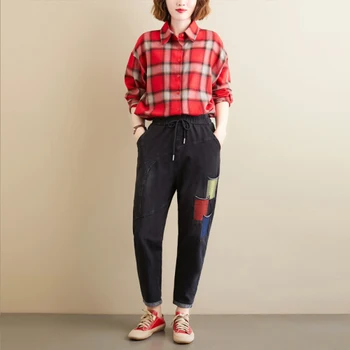 Casual Damer Bukser Designer Jeans Til Kvinder Plisserede Harem Bukser Patchwork koreanske Bukser med Elastik i Taljen Kvinders Bukser, Capris