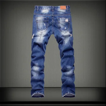 Casual Jeans Til Mænd Denim Bukser Mandlige 2021 Sweatpants Hul Plus Size Vasket i Fuld Længde Mode Bukser Foråret Passer Helt MOOWNUC