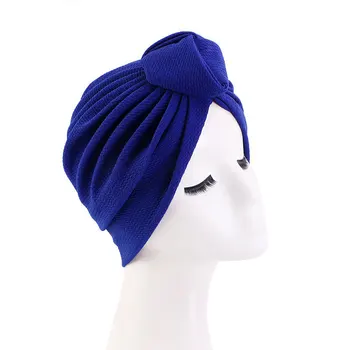 Casual Kvinder Turban Wrap Dit Hoved Hat Solid Farve Pullover Caps Muslimske Hijab Kemo Hatte Turbantes Caps Hovedbøjle Dekoration 2021