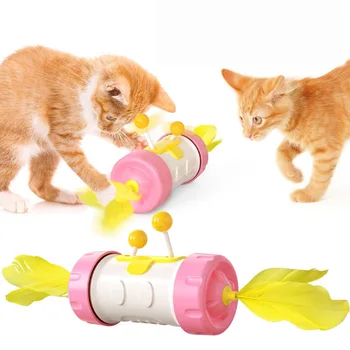 Cat Toy Fjer Sjove Kat Stick Kreative Pet Products Tumbler Gå Kat Hjul Kat Fjer Kæmper Kat Bold