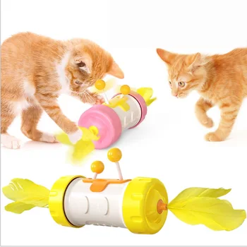 Cat Toy Fjer Sjove Kat Stick Kreative Pet Products Tumbler Gå Kat Hjul Kat Fjer Kæmper Kat Bold