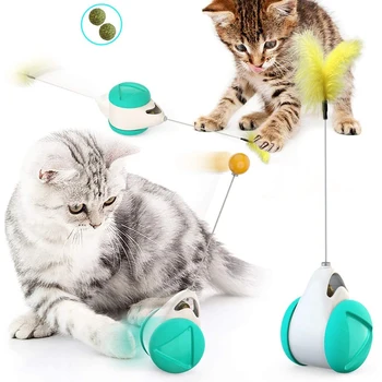 Cat Toy Interaktive Drilleri kuglestangen Sjove Chaser Gynger Frem Tilbage Tumbler Afbalancerede Hjul Jagt Pet Legetøj til Indendørs Killing