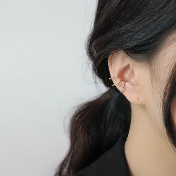 CH-1303 koreanske version af S925 sterling sølv øre spænde minimalistisk linje kvindelige øreringe personlighed vilde sølv øreringe