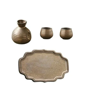 CHANSHOVA 60-300ml Kinesiske retro Keramik guld glasur Vin cup 4-delt sæt te kop te skuffe Drikke redskaber H593