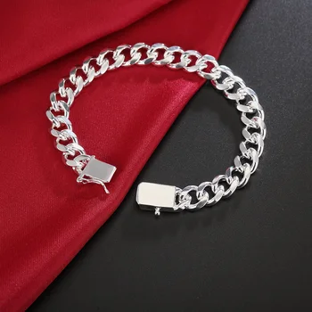 Charme klassiske 10MM Dominerende geometri kæde 925 sterling sølv Armbånd til manden bryllupsfest Julegave mode Smykker