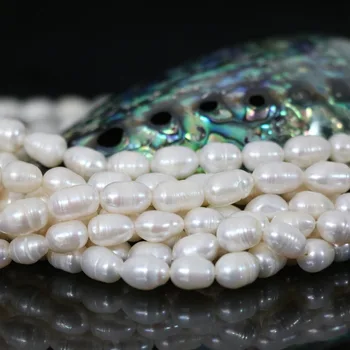 Charms naturlige hvide ferskvand klassisk perle 7-8mm ris løse perler top kvalitet diy kvinder mode gaver smykker 15inch B1340